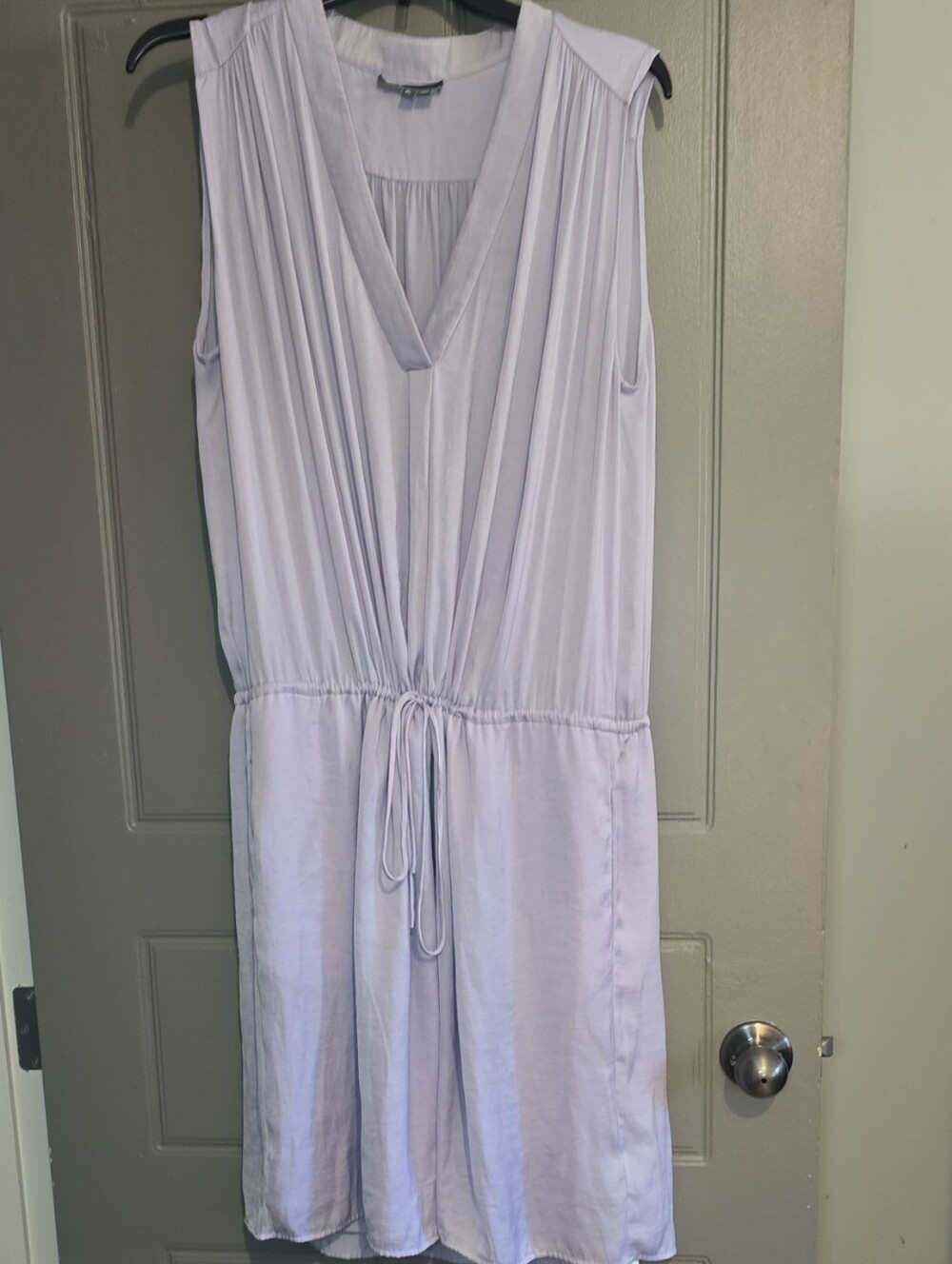 Vince Lavender Sleeveless V-Neck Drawstring Waist Dress
